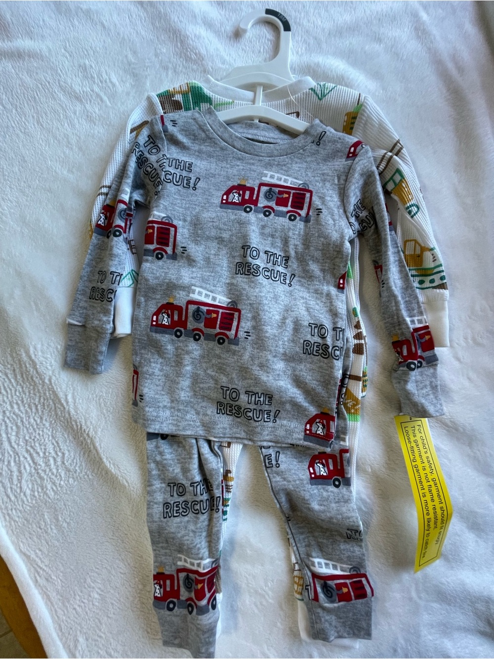 Carter's Gray and Red Fire Truck Pajama Set